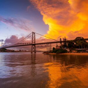 Pôr do sol na Ponte Hercílio Luz Florianópolis Março 2021