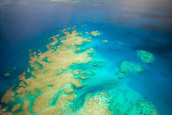 Vista aérea recife de coral ilhas Fiji