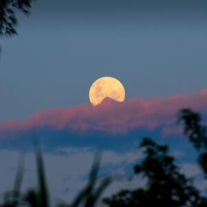 foto da lua cheia no pôr do sol